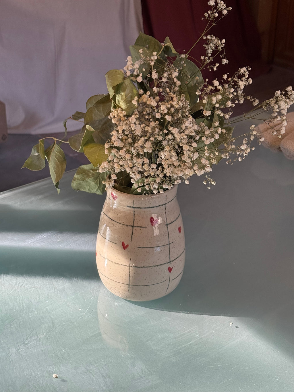 Vase à la montagne cœur rouge