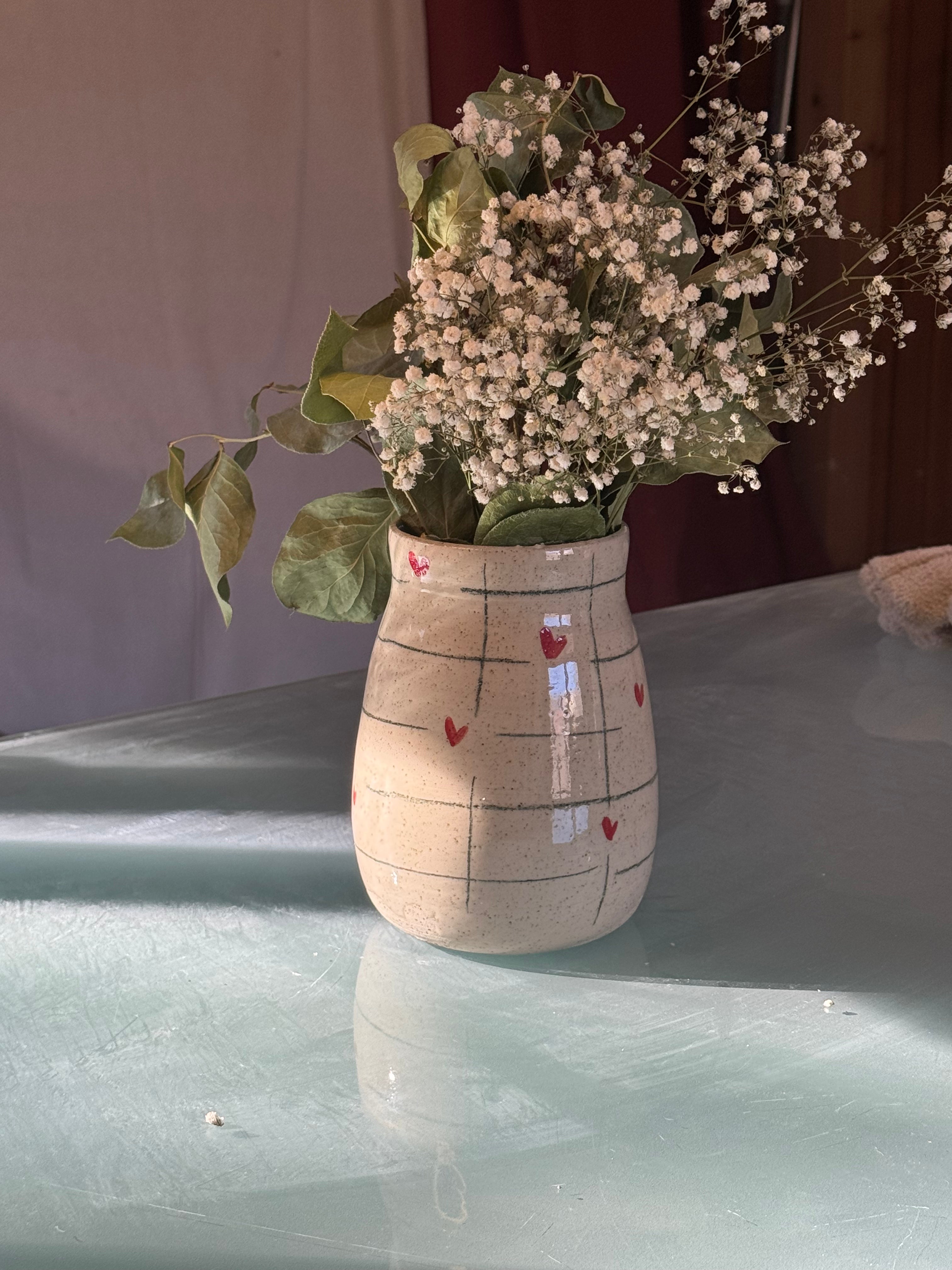 Vase à la montagne cœur rouge