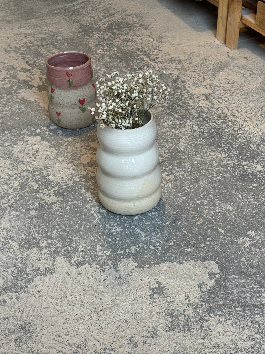 Grand vase blanc wavy