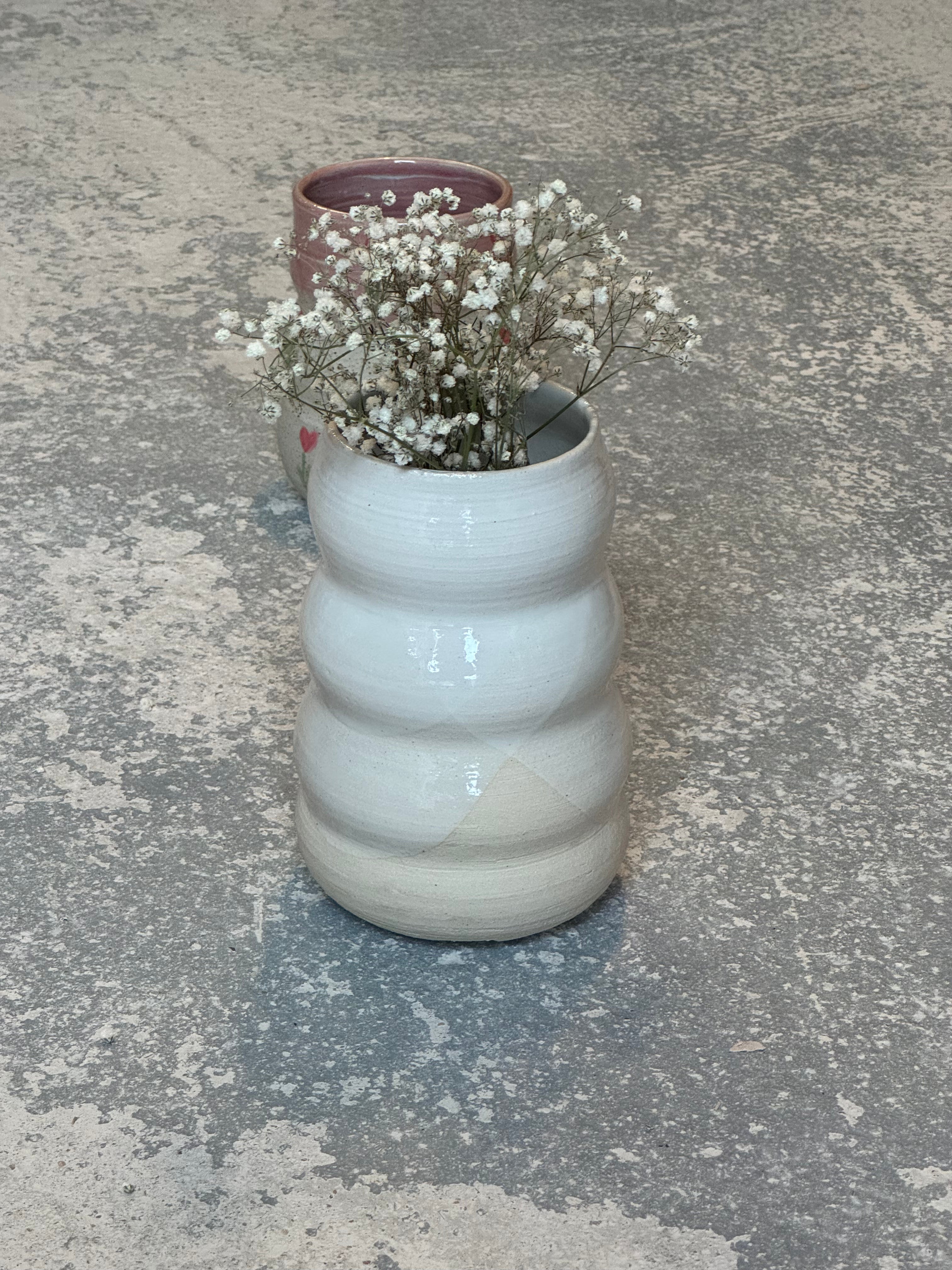 Grand vase blanc wavy